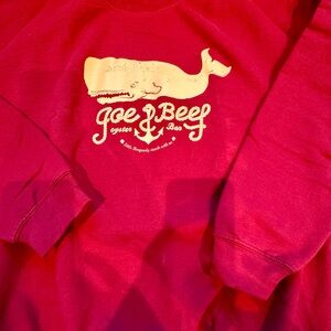 NEW! Joe Beef Red logo Sweatshirt with Whale Design